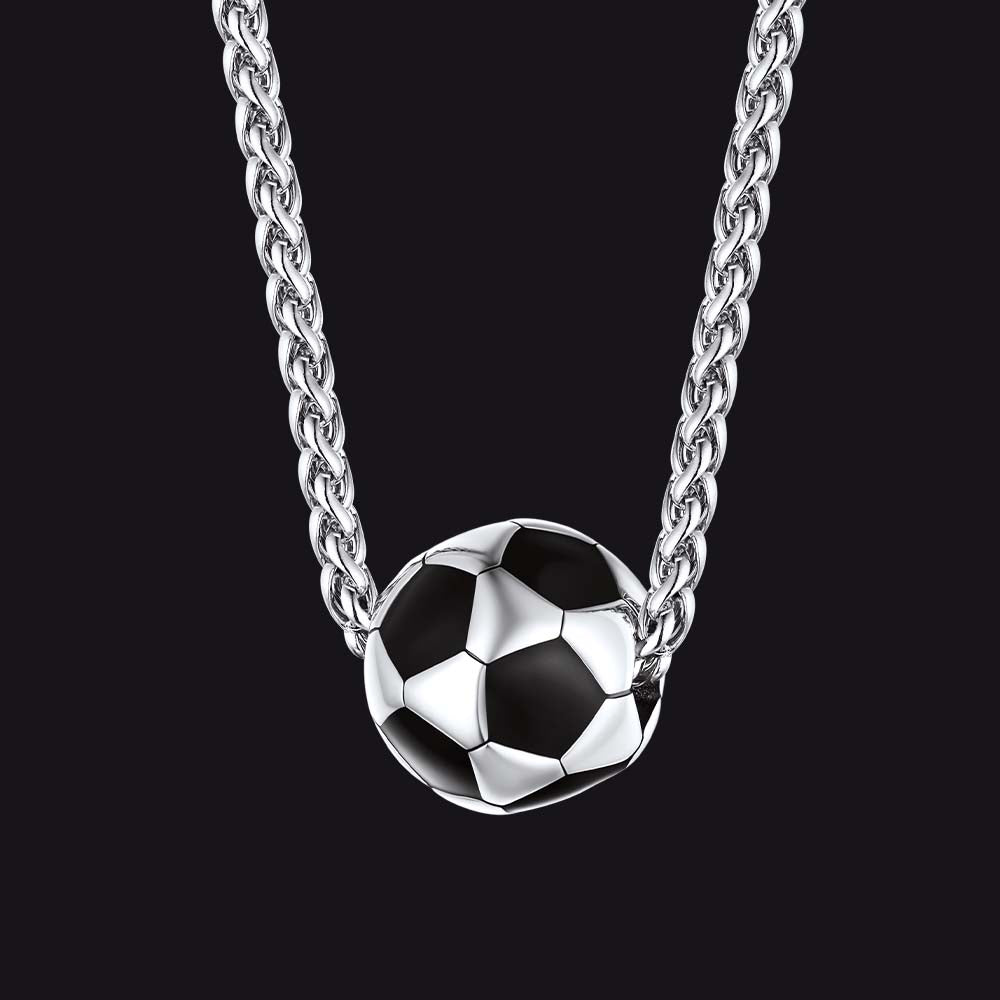 FaithHeart Unisex Trendy 3D Soccer Pendant Sport Necklace FaithHeart