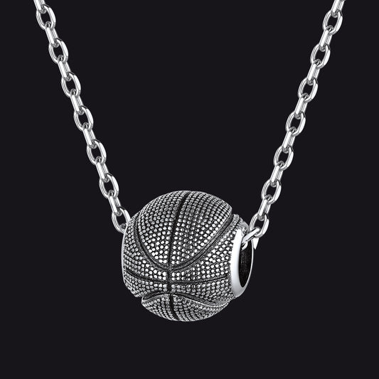 FaithHeart 925 Sterling Silver Basketball Pendant Sport Necklace FaithHeart