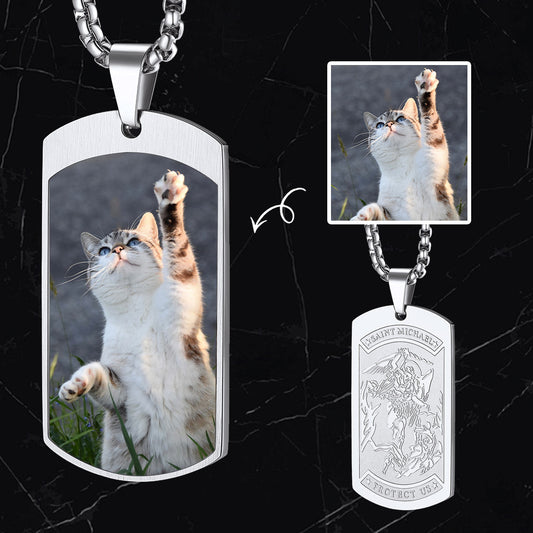 Customized Saint Michael Dog Tag Necklace with Picture for Menimg