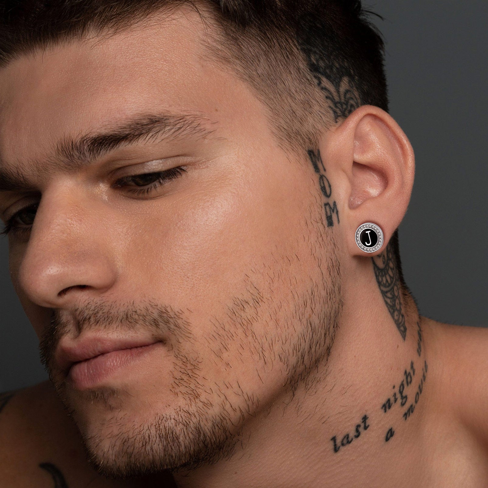 A-Z Initial Letter CZ Sterling Silver Stud Earrings FaithHeart