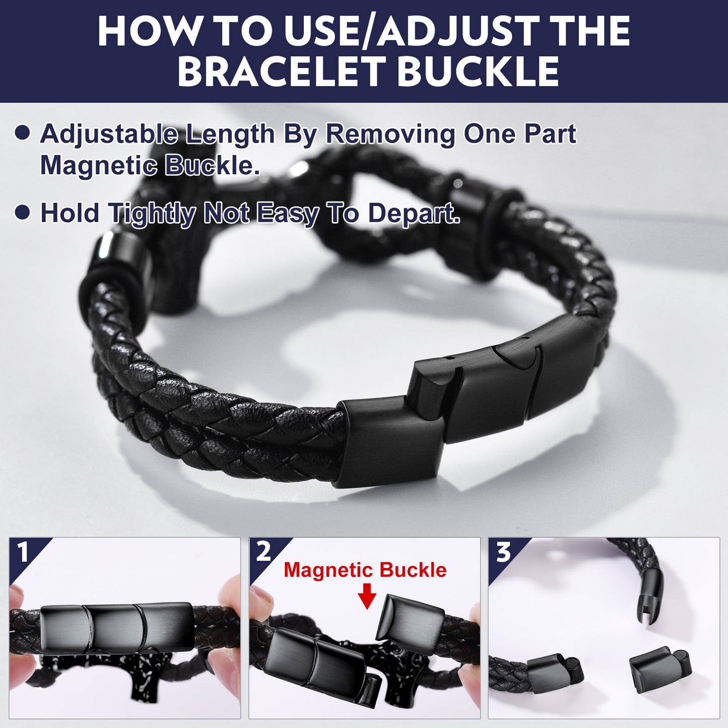 How to adjust the Viking Thor's Hammer Bracelet - Magnetic Buckle