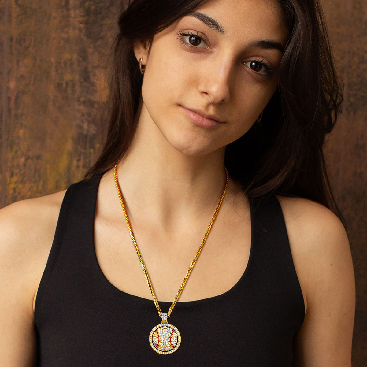 FaithHeart Bling Baseball Spinner Pendant Sports Necklace FaithHeart