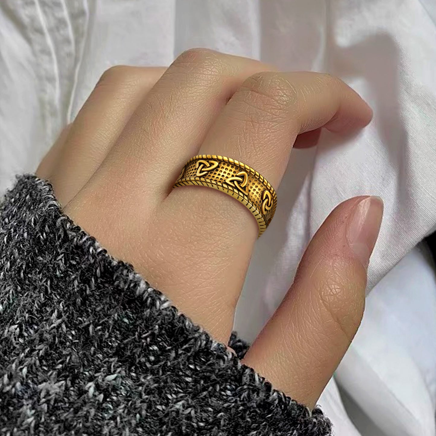 FaithHeart Viking Celtic Knot Band Ring For Men FaithHeart