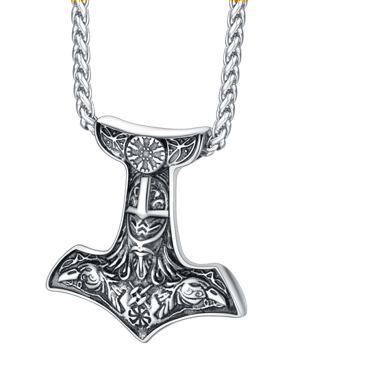 FaithHeart Viking Thor's Hammer Necklace Odin Mjolnir Pendant for Men FaithHeartimg