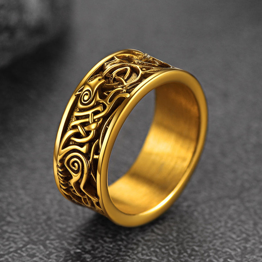 FaithHeart Viking Celtic Wolf Ring For Men FaithHeart