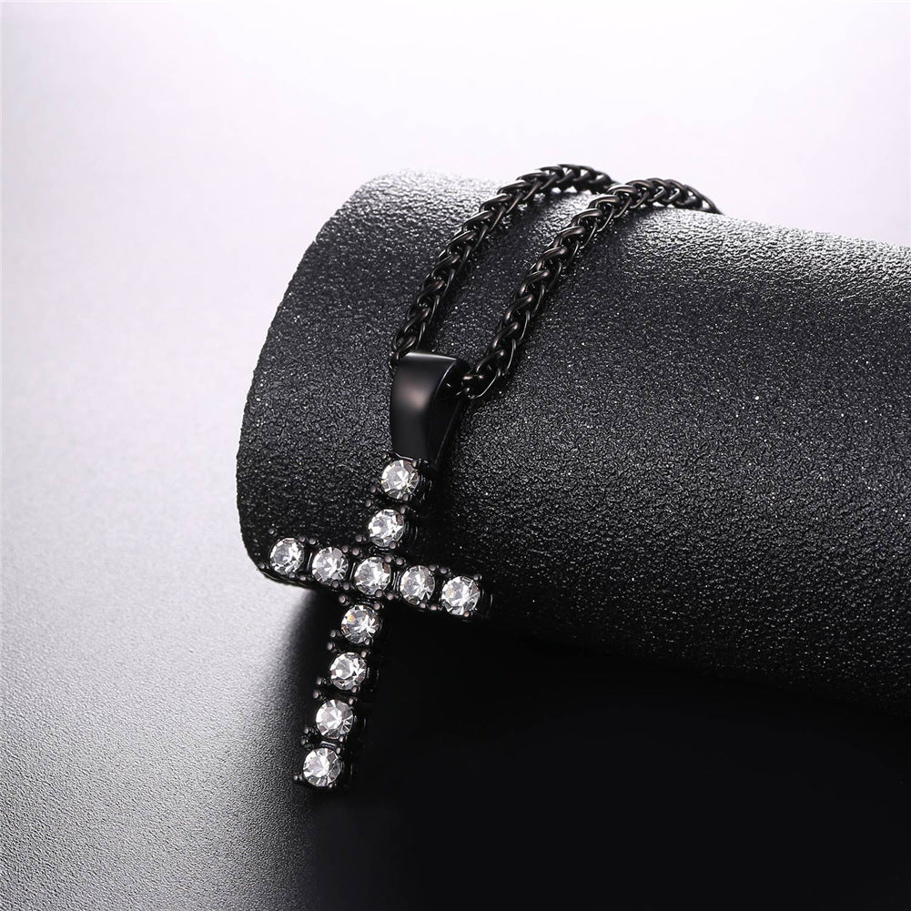 FaithHeart Cubic Zirconia Cross Necklace Pendant for Men/Women FaithHeart