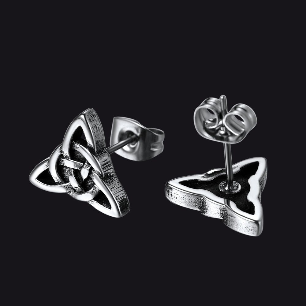 FaithHeart Trinity Celtic Knot Stud Earrings For Men FaithHeart