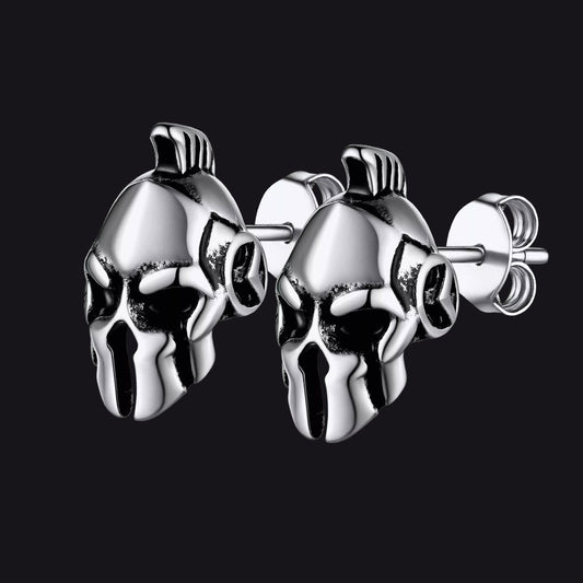 FaithHeart Spartan Helmet Stud Earrings For Men FaithHeartimg