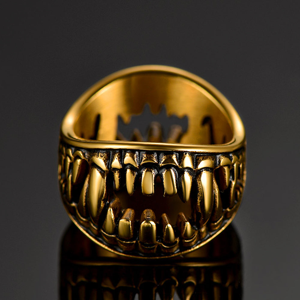 FaithHeart Gothic Punk Vampire Fang Teeth Ring For Men FaithHeart