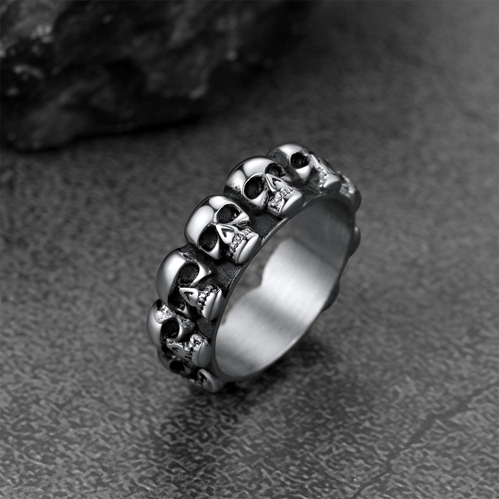 FaithHeart Gothic Punk Skull Ring For Men Stainless Steel FaithHeart
