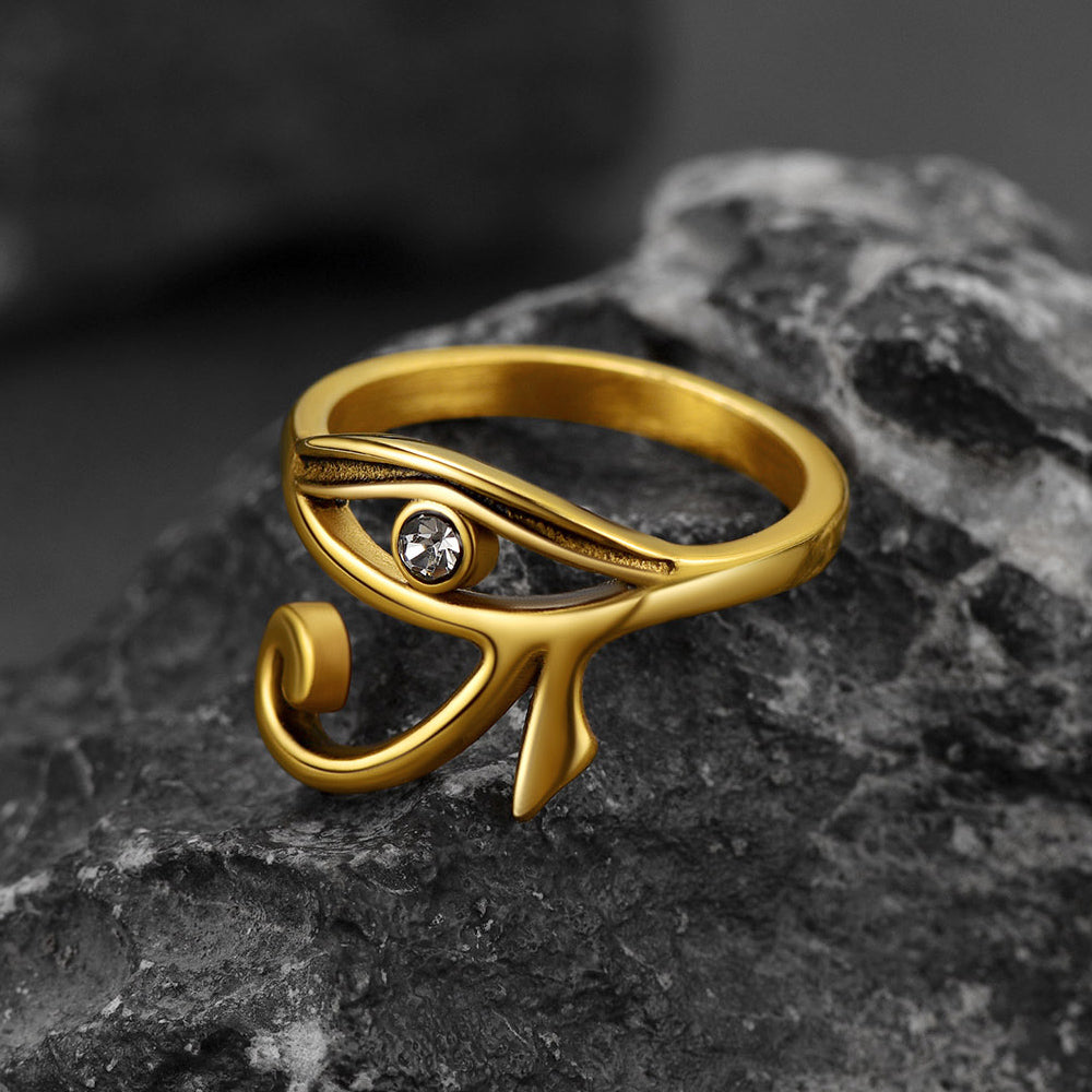 FaithHeart Egyptian Eye of Horus Ring for Men Stainless Steel FaithHeart