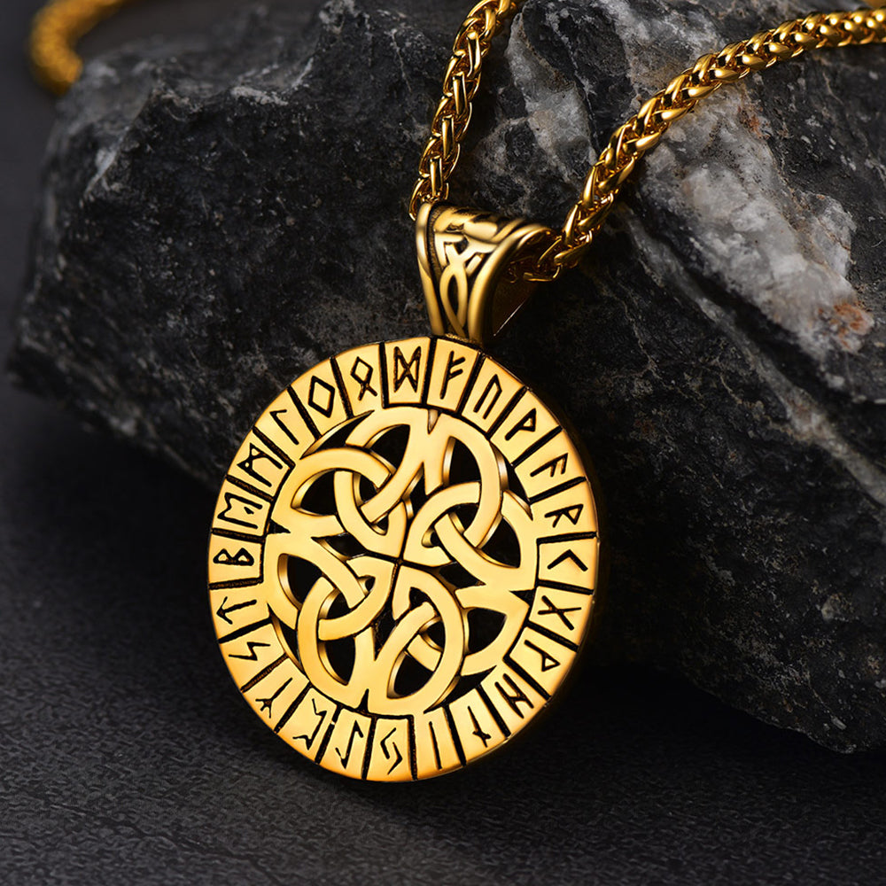 FaithHeart Norse Viking Runes Celtic Knot Necklace For Men FaithHeart