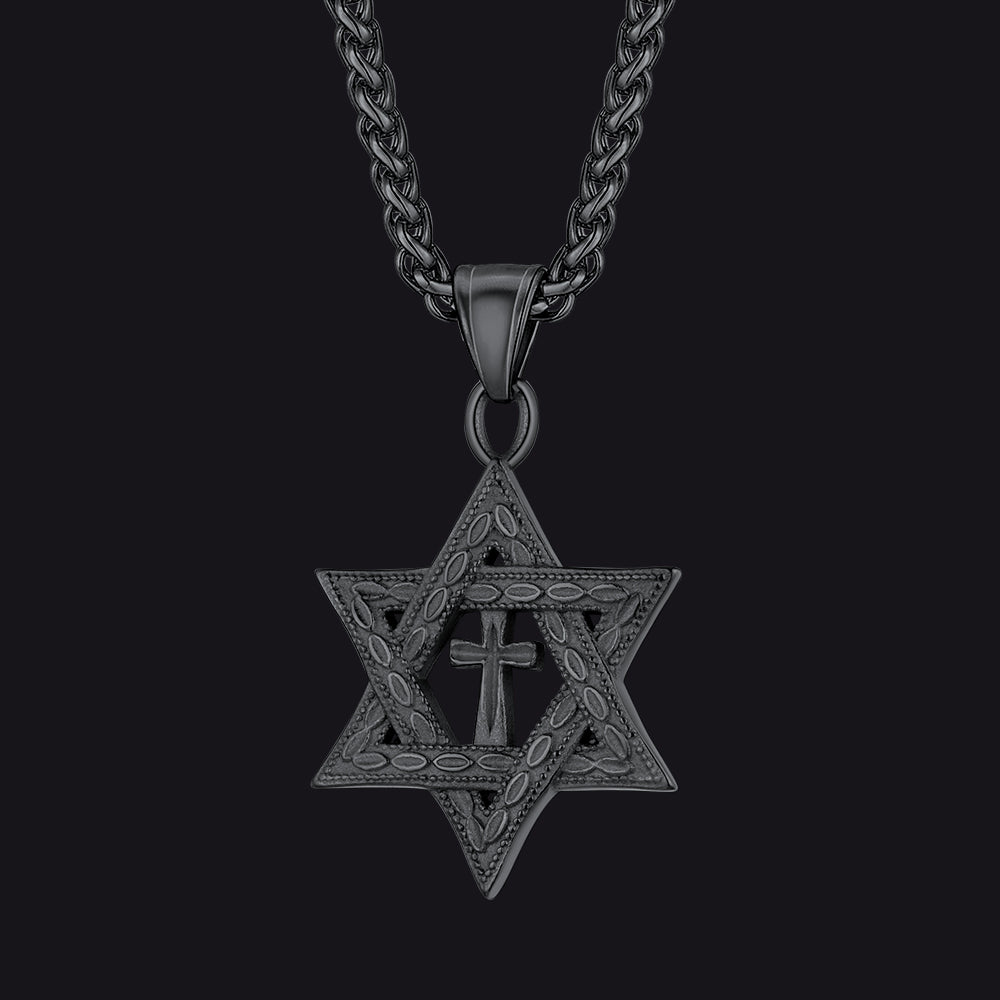 FaithHeart Jewish Star of David Cross Necklace For Men FaithHeart