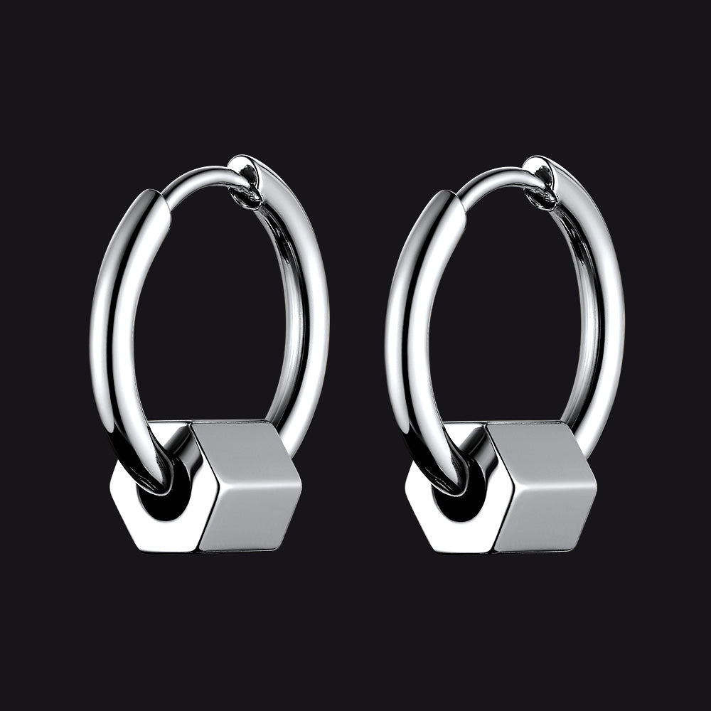 FaithHeart Punk Hexagon Hoop Earrings For Men FaithHeart