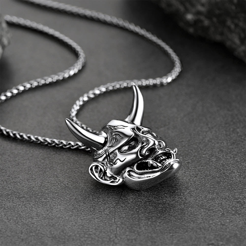 FaithHeart Demon Hannya Mask Pendant Necklace for Men FaithHeart