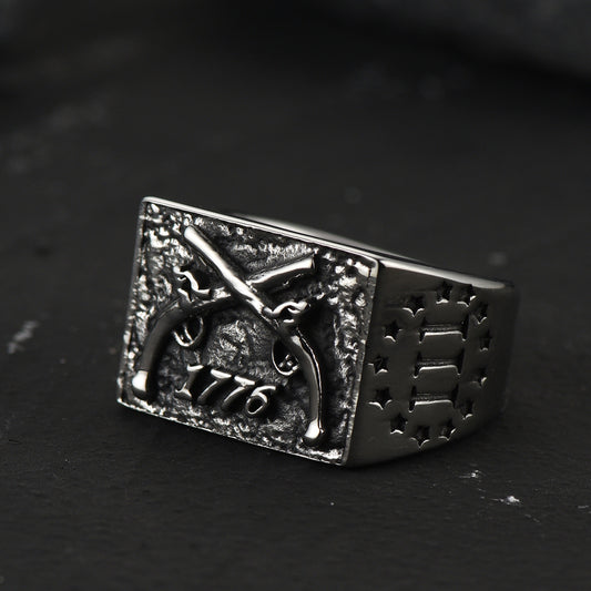 FaithHeart Vintage Independence Day Stainless Steel 1776 Ring for Men FaithHeartimg