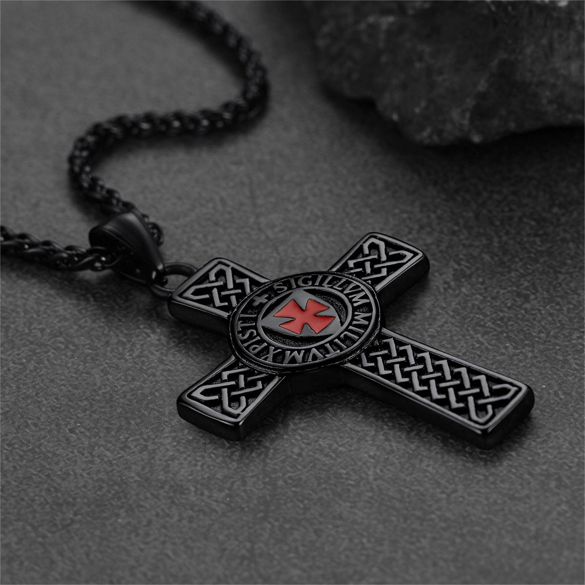FaithHeart Knights Templar Cross Pendant Necklace For Men FaithHeart