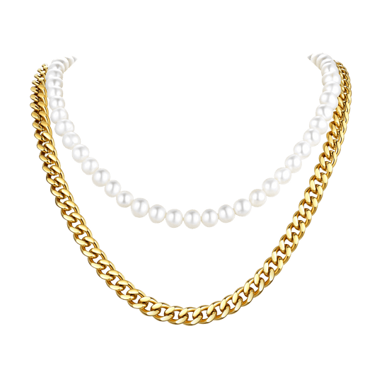 FaithHeart Freshwater Pearl And Cuban Link Chain Necklace For Men FaithHeartimg