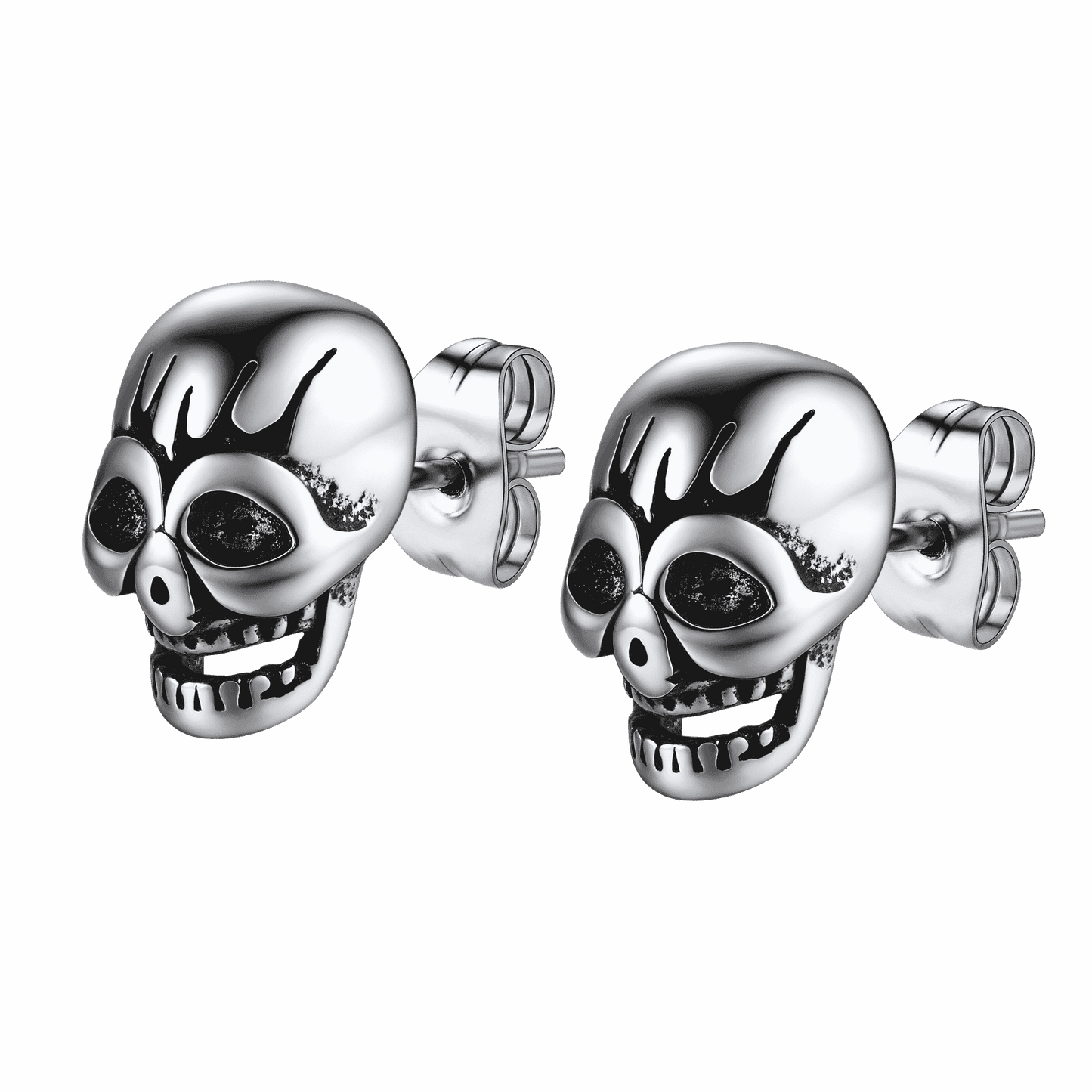 FaithHeart Gothic Skull Stud Earrings For Men Stainless Steel FaithHeart