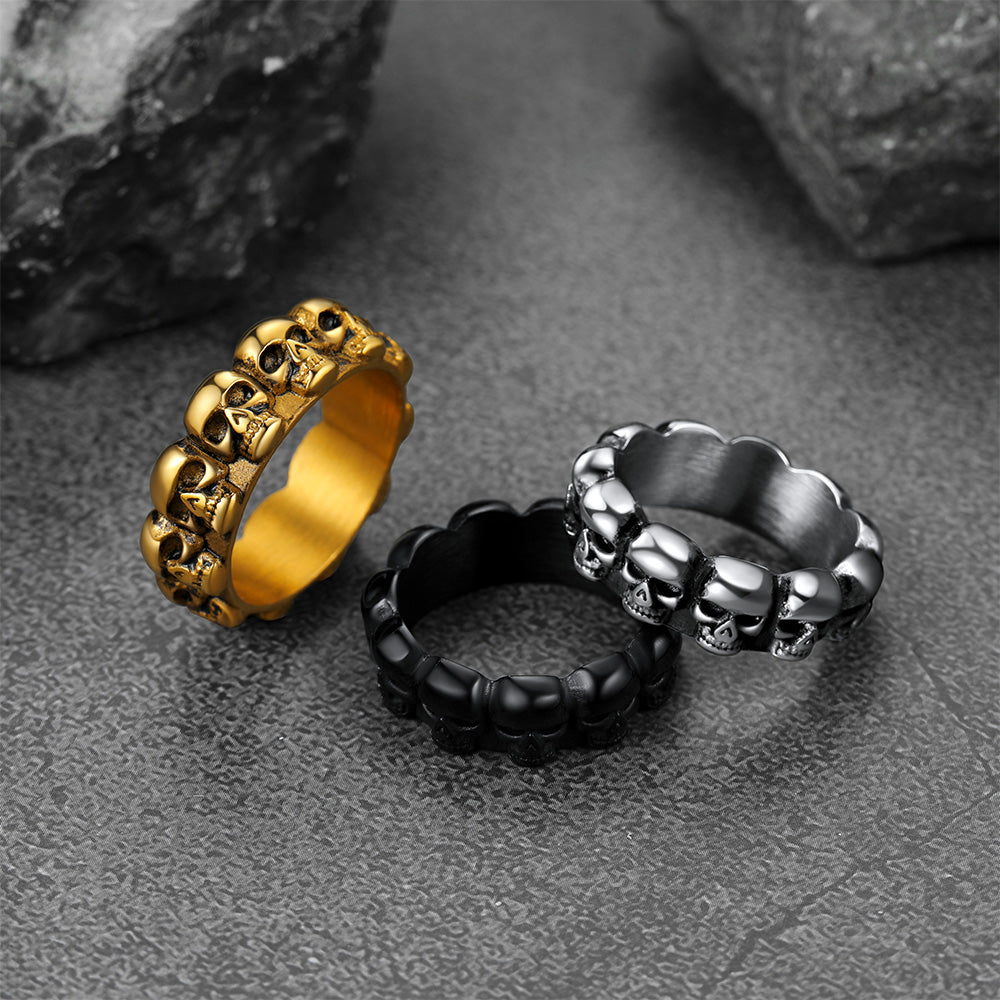 FaithHeart Gothic Punk Skull Ring For Men Stainless Steel FaithHeart