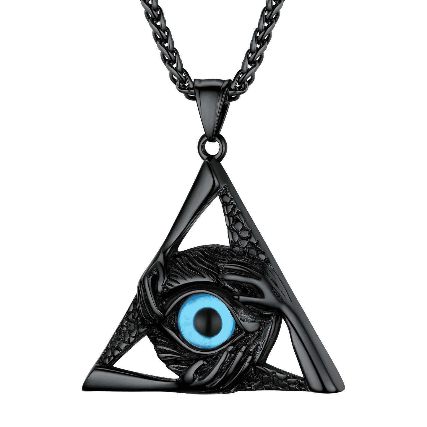 FaithHeart Vintage All-Seeing Eye Necklace Triangle Evil Eye Pendant For Men FaithHeart