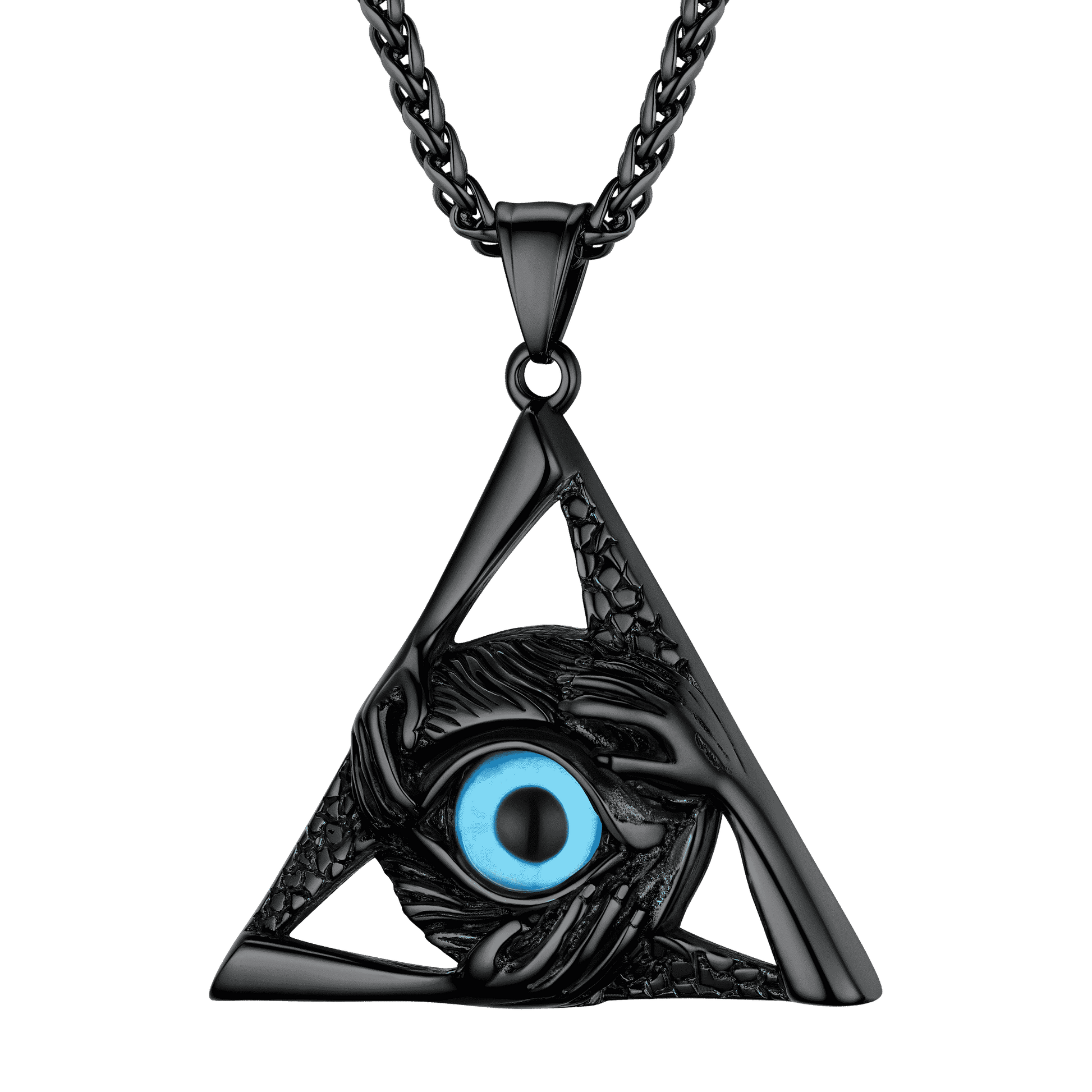 FaithHeart Vintage All-Seeing Eye Necklace Triangle Evil Eye Pendant For Men FaithHeart
