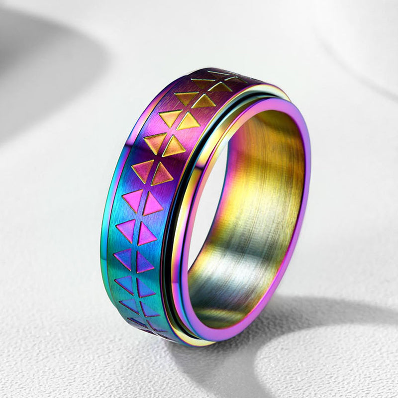FaithHeart Men's Unique Triangle Anxiety Ring Stainless Steel FaithHeart