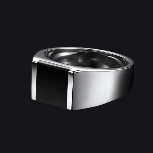 FaithHeart Black Onyx Ring For Men Black Agate Band Rings FaithHeartimg