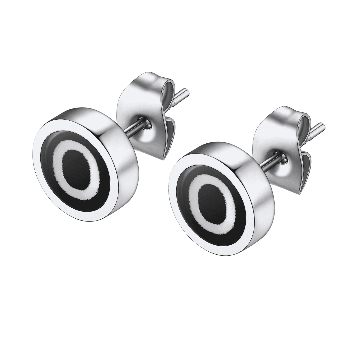 FaithHeart Black Enamel Initial Stud Earrings For Men FaithHeart