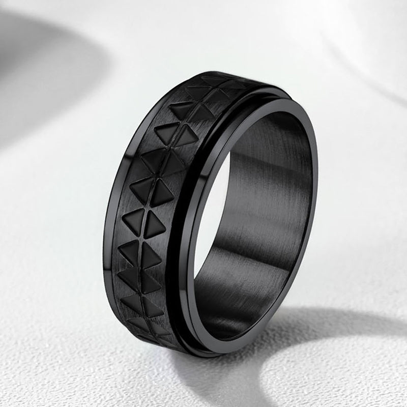 FaithHeart Men's Unique Triangle Anxiety Ring Stainless Steel FaithHeart