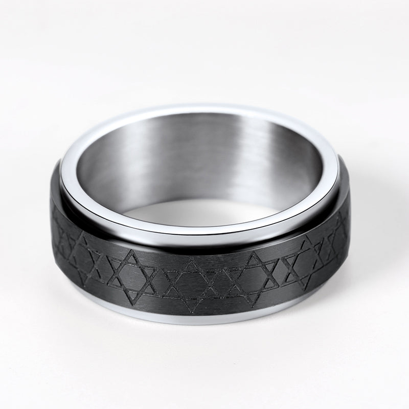 FaithHeart Star of David Spinner Anxiety Ring For Men FaithHeart