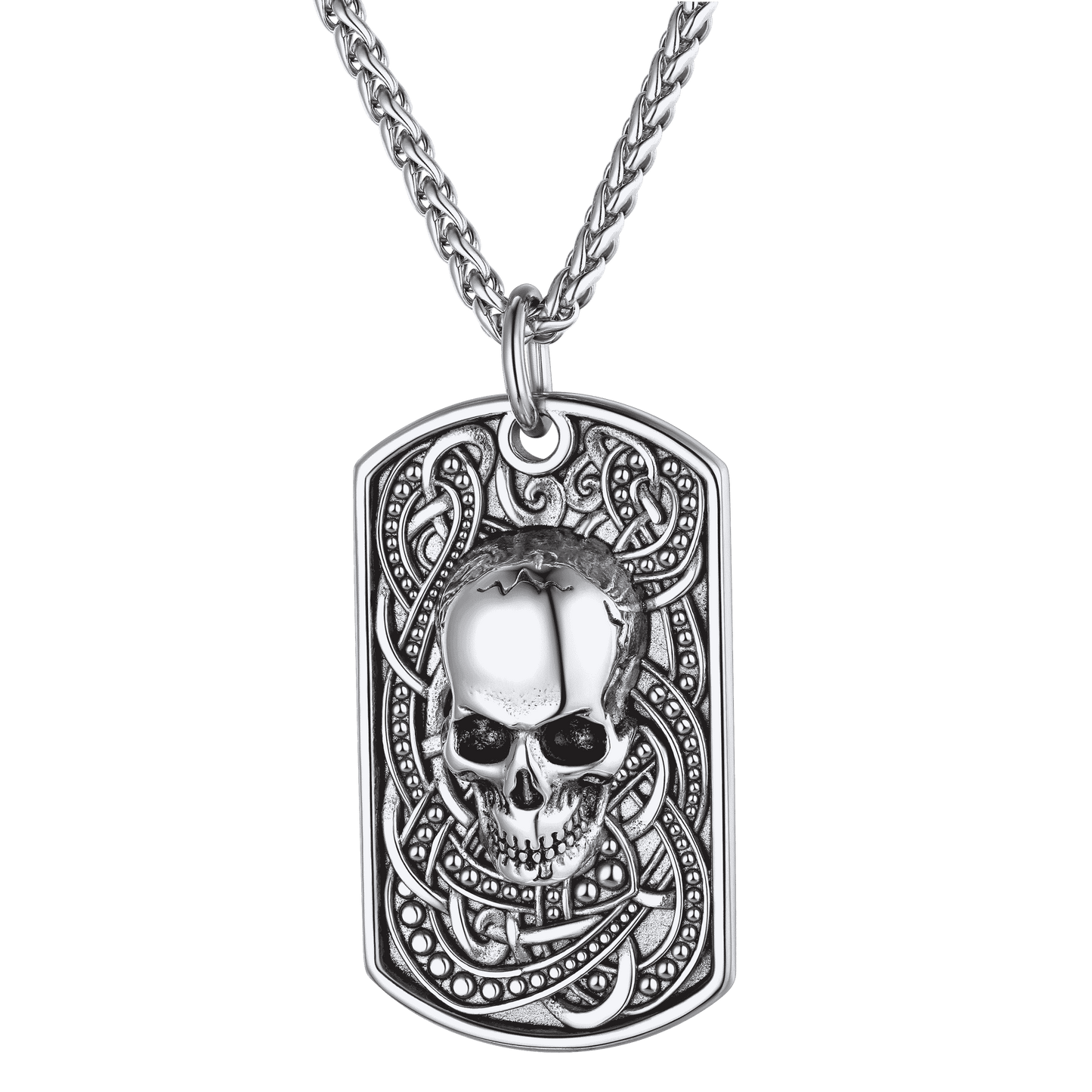 FaithHeart Custom Gothic Skull Dog Tag Pendant Necklace For Men FaithHeart