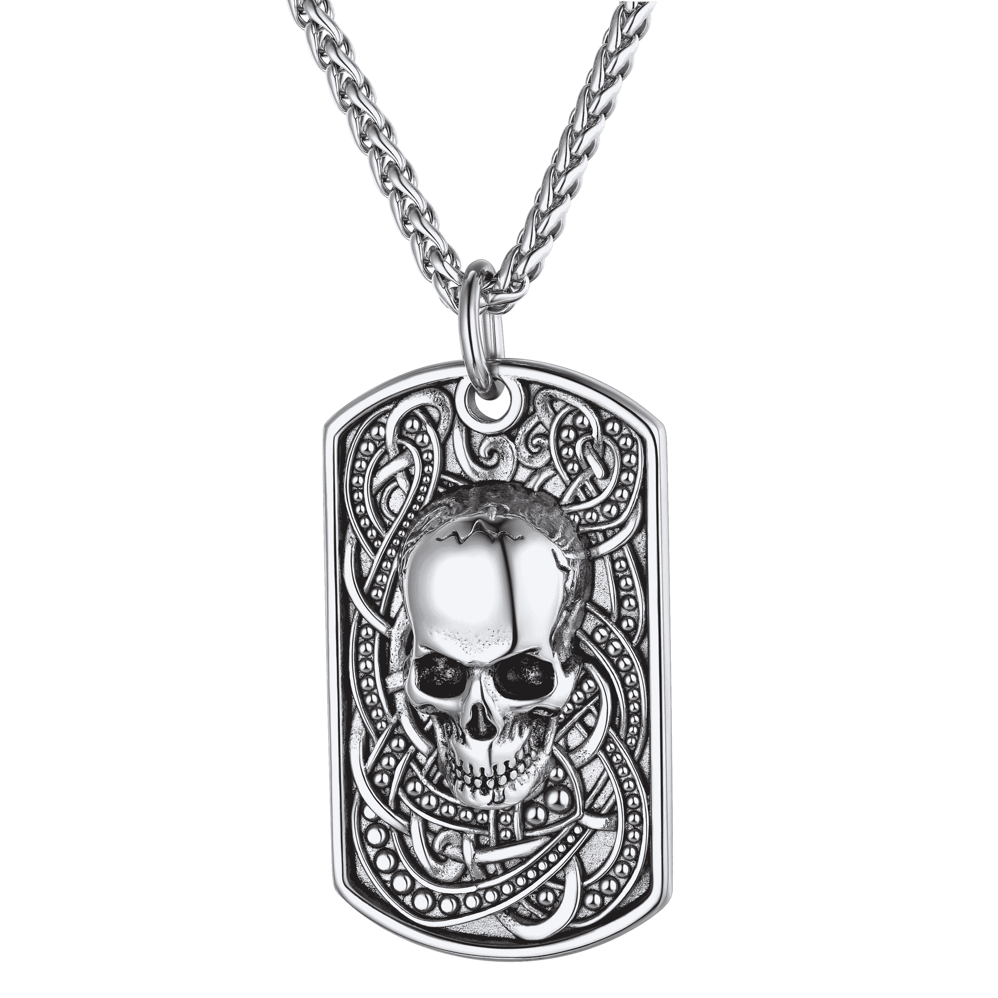 FaithHeart Custom Gothic Skull Dog Tag Pendant Necklace For Men FaithHeart