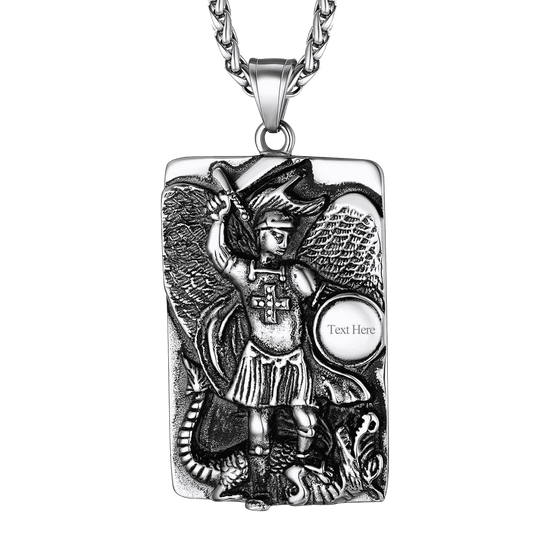 FaithHeart Engraved St. Michael The Archangel Dog Tag Necklace FaithHeartimg