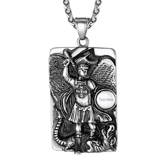 FaithHeart Engraved St. Michael The Archangel Dog Tag Necklace FaithHeart