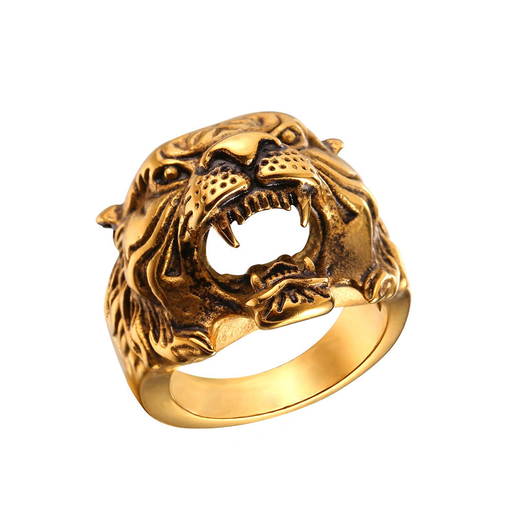FaithHeart Vintage Tiger Head Ring For Men FaithHeart