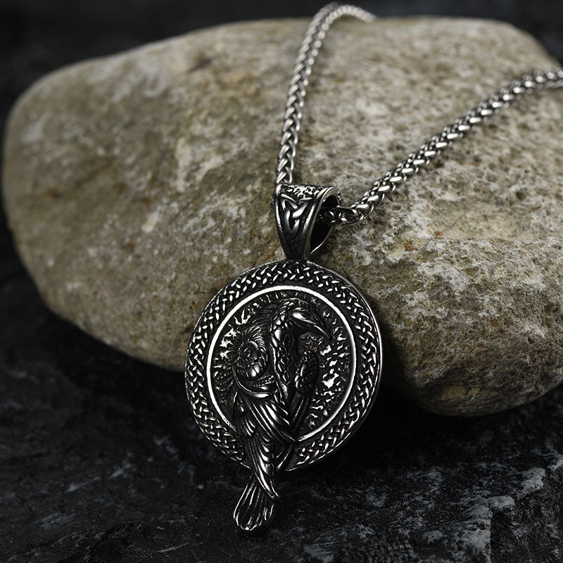 FaithHeart Viking Odin's Raven Necklace Pendant with Chain for Men FaithHeart