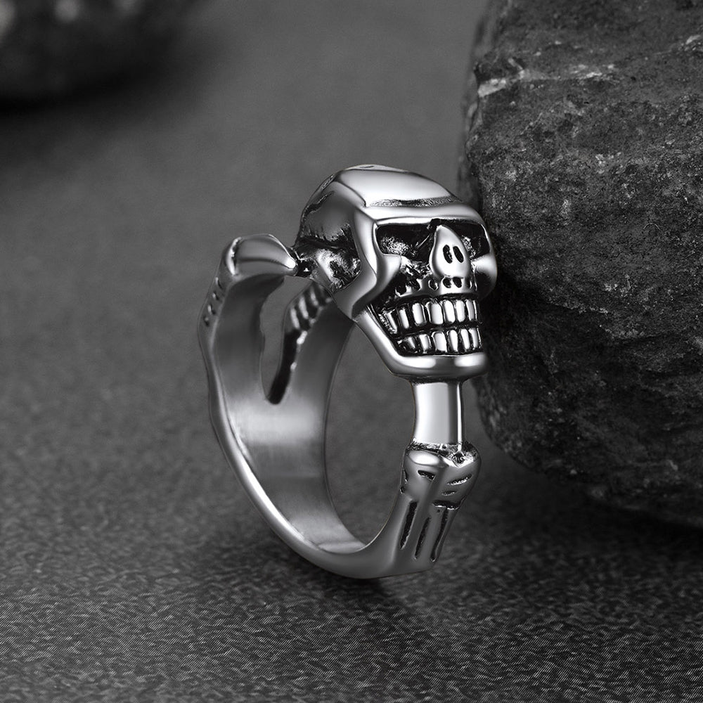 FaithHeart Gothic Skull Ring Biker Ring For Men FaithHeart