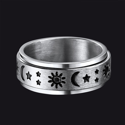 FaithHeart Moon Star Sun Ring Fidget Ring for Anxiety Stainless Steel FaithHeartimg