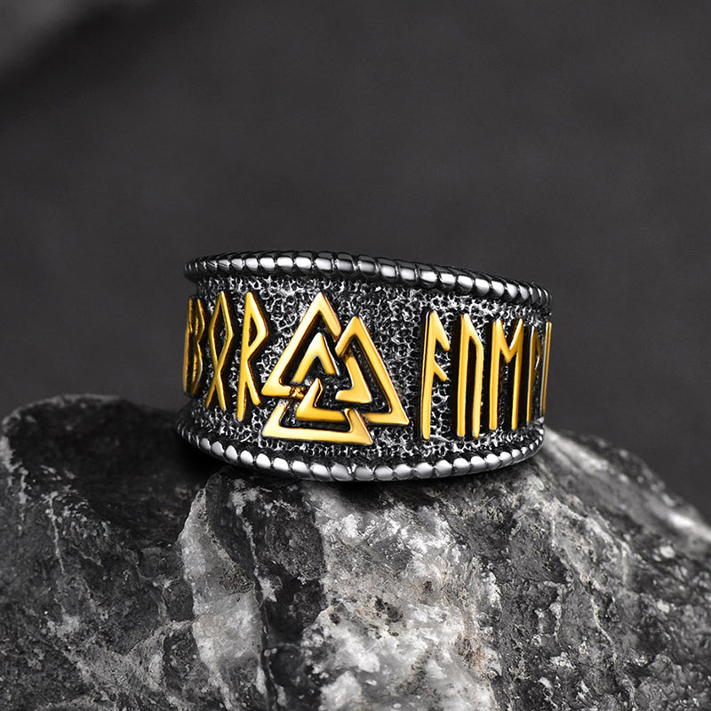 FaithHeart Norse Viking Valknut Ring with Rune for Men FaithHeart