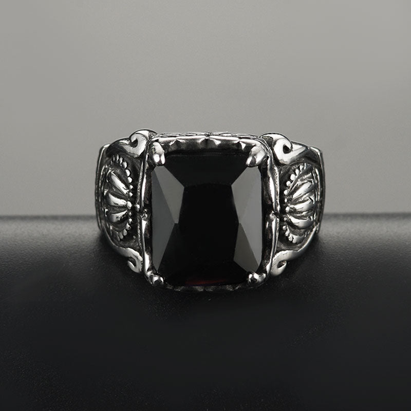 FaithHeart Crystal Crown Black Onyx Ring for Men FaithHeart