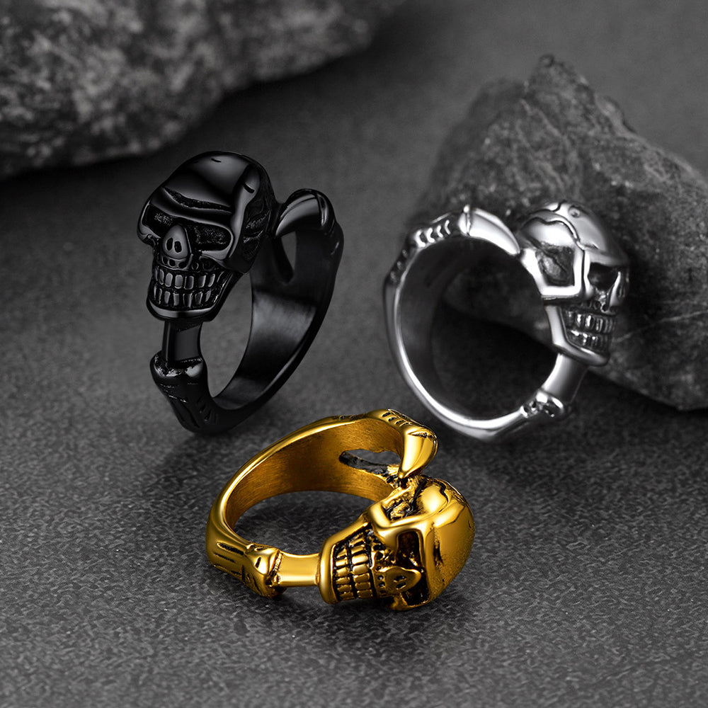 FaithHeart Gothic Skull Ring Biker Ring For Men FaithHeart