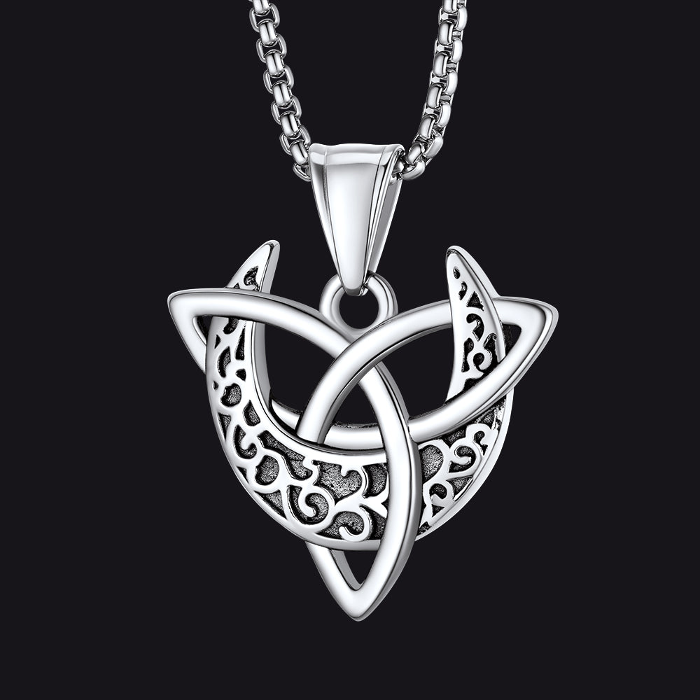 FaithHeart Vintage Triple Moon Goddess Necklace For Men FaithHeart