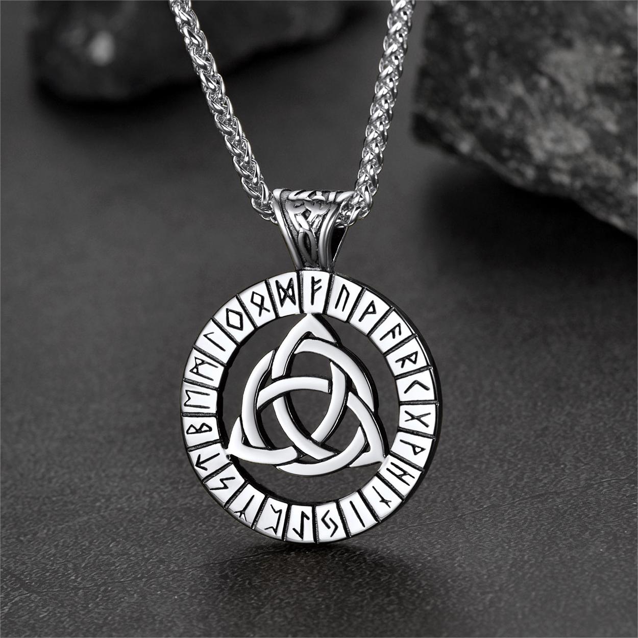 FaithHeart Viking Runes Celtic Knot Necklace for Men FaithHeart