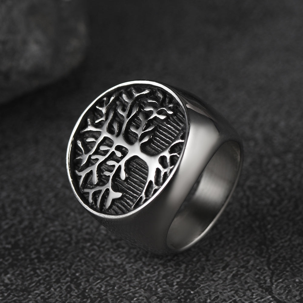 FaithHeart Vintage Tree of Life Signet Ring for Men FaithHeart