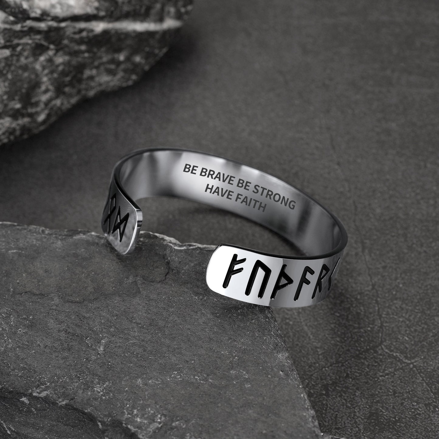 FaithHeart Viking Rune Cuff Bracelet For Men FaithHeart