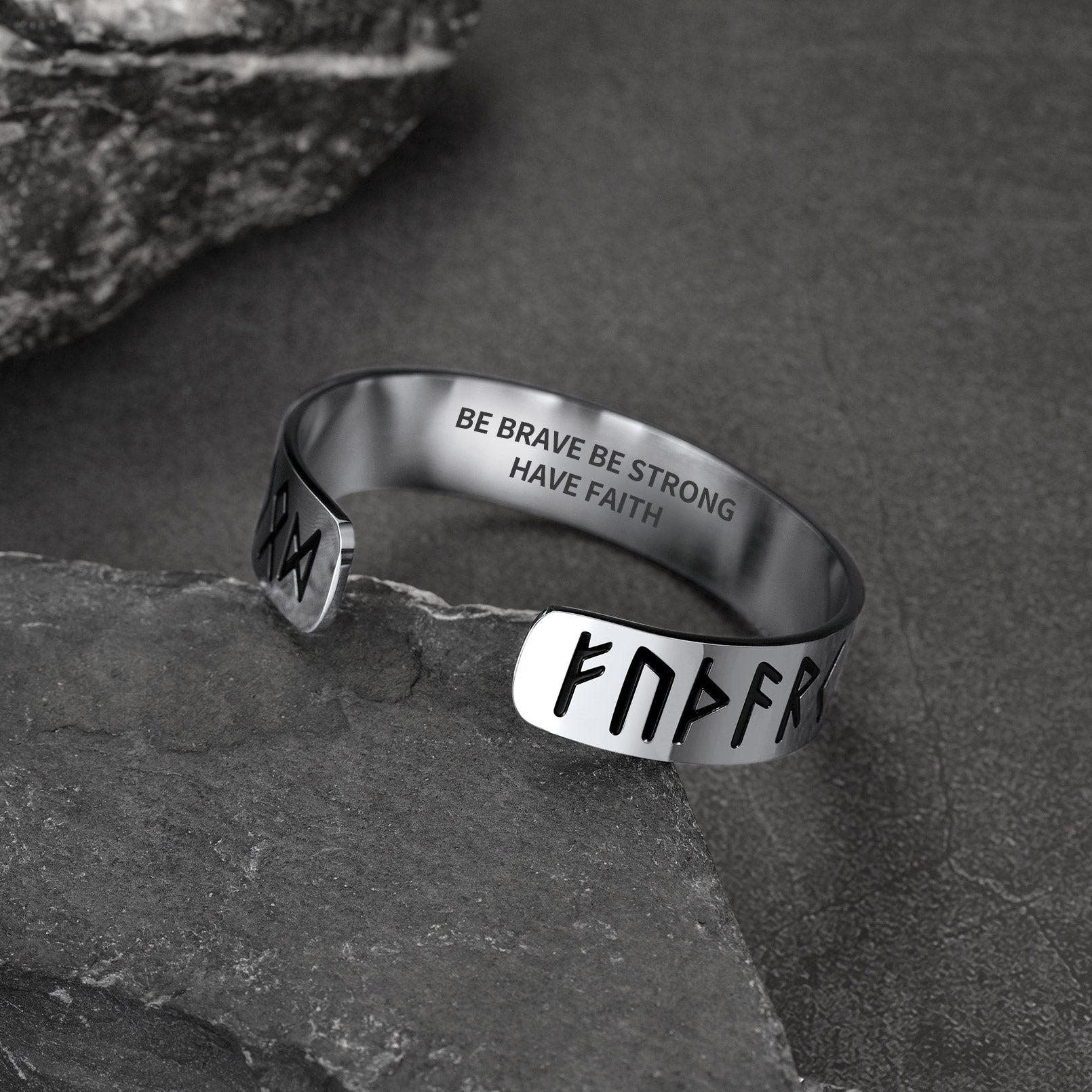 FaithHeart Viking Rune Cuff Bracelet For Men FaithHeart