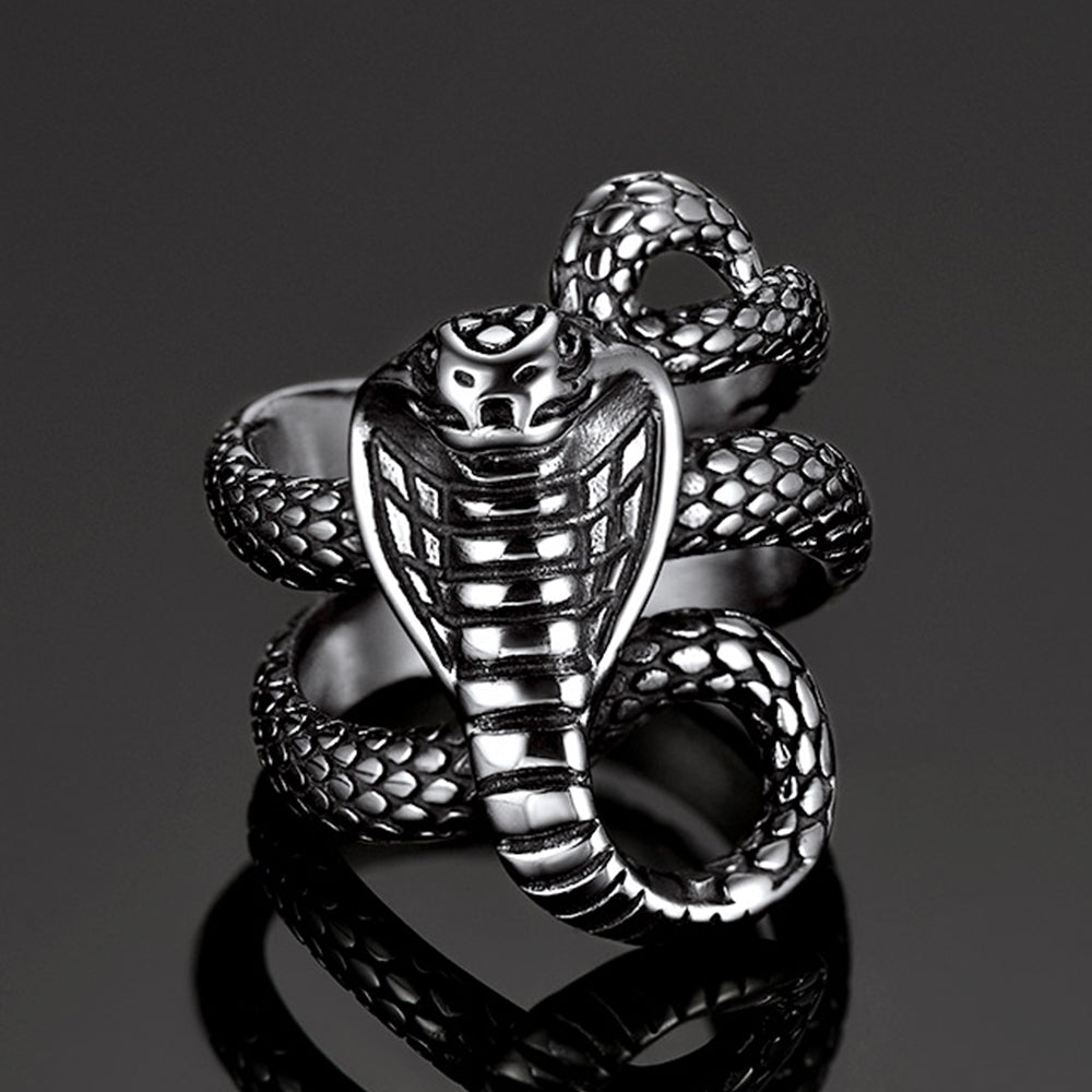 FaithHeart Gothic Punk Cobra Snake Ring For Men FaithHeart