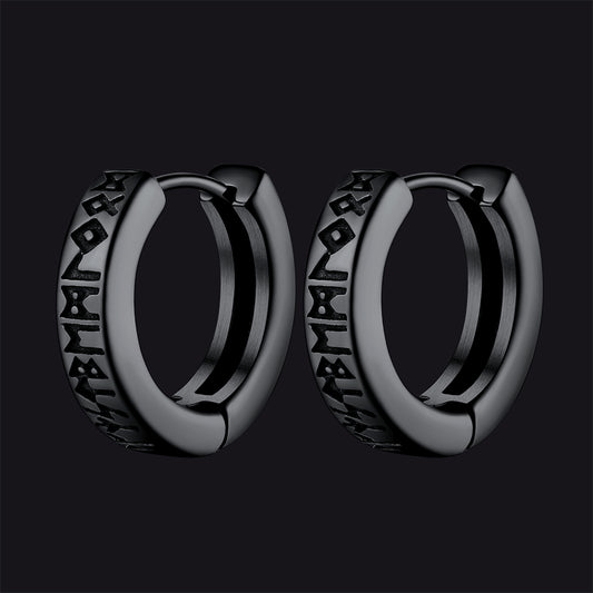 FaithHeart Norse Viking Runes Hoop Earrings For Men FaithHeartimg