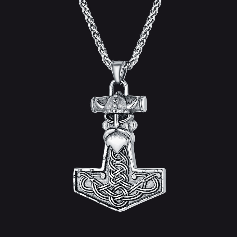FaithHeart Viking Thor Hammer Necklace Odin Pendant For Men FaithHeart